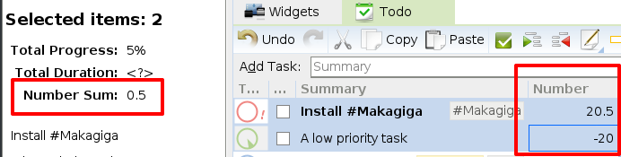 Number Column and its Sum